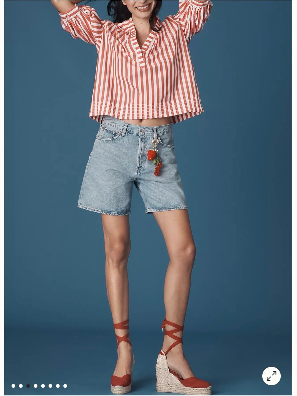 Anthropologie Red Striped Women's Top Sz 1X - Picture 3 of 7